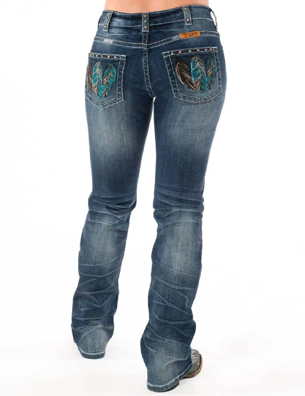 Cowgirl Tuff Womens Fly Free Dark Wash Cotton Blend Jeans