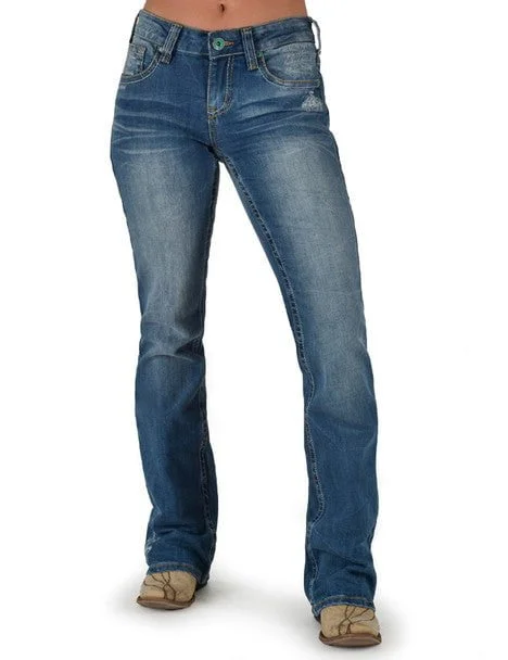 Cowgirl Tuff Womens Lisa's Legacy Classic Medium Wash Cotton Blend Jeans