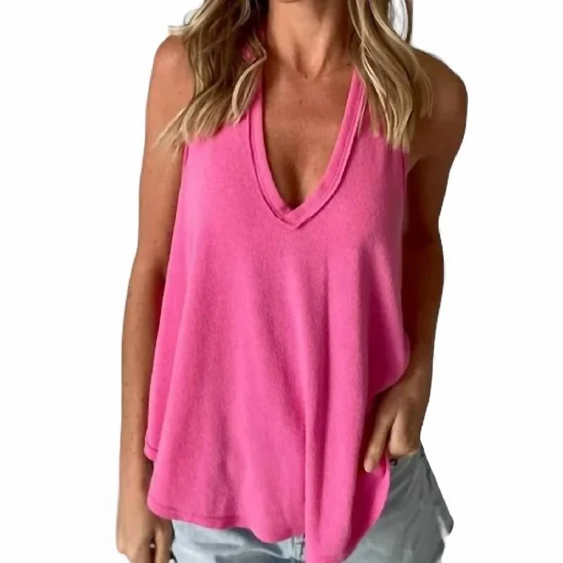 Crepe Hacci Racerback Top In Pink