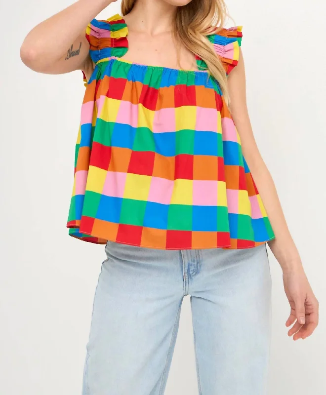 Elmer Ruffle Strap Top In Multi