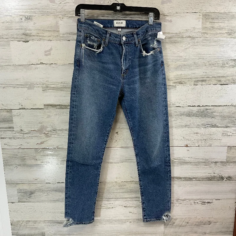 Jeans Straight By Agolde In Blue Denim, Size: 4