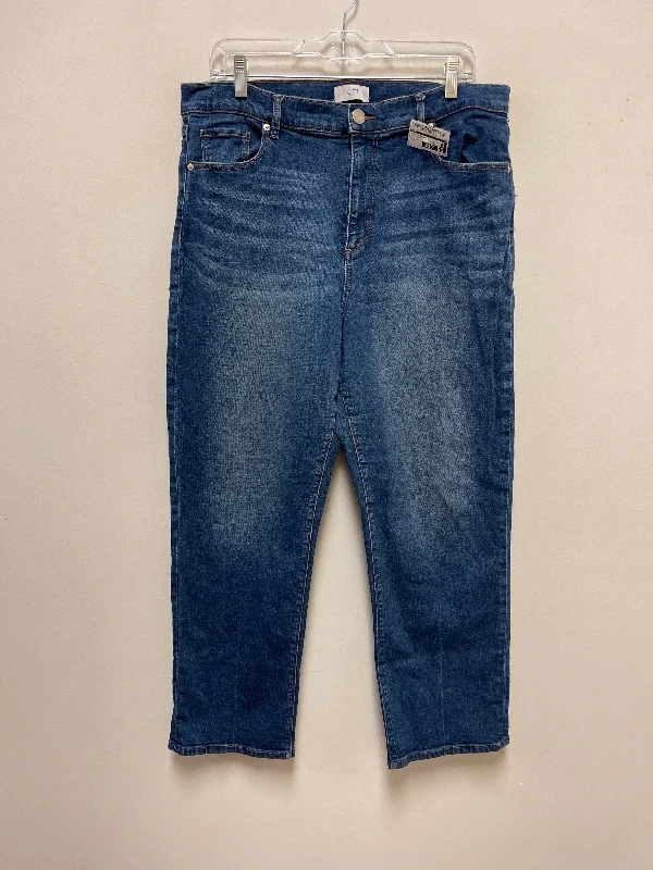 Jeans Straight By Loft In Blue Denim, Size: 14