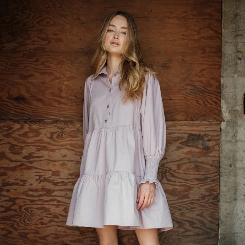 Long Sleeve Baby Doll Dress (Mauve)