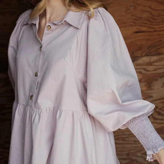 Long Sleeve Baby Doll Dress (Mauve)