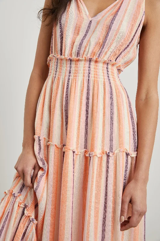 LOULOU DRESS - PAPAYA STRIPE