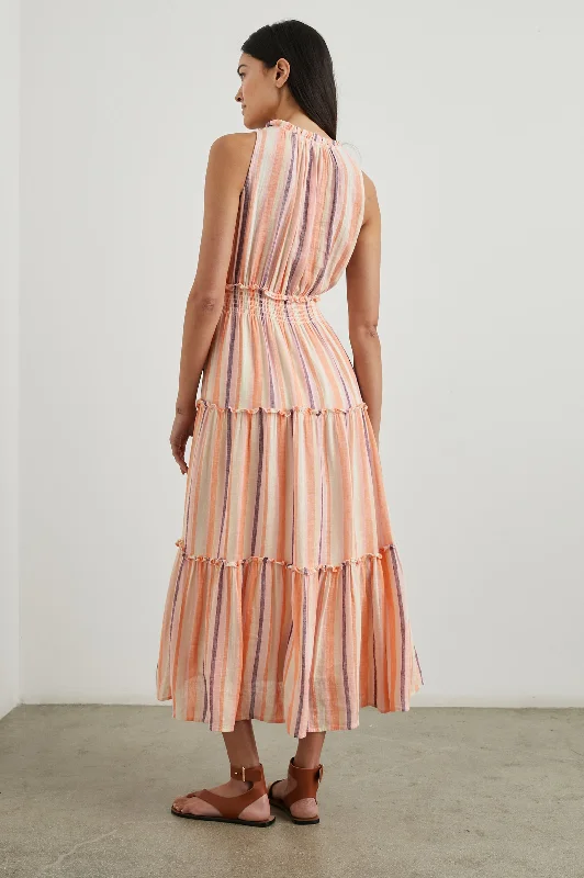 LOULOU DRESS - PAPAYA STRIPE