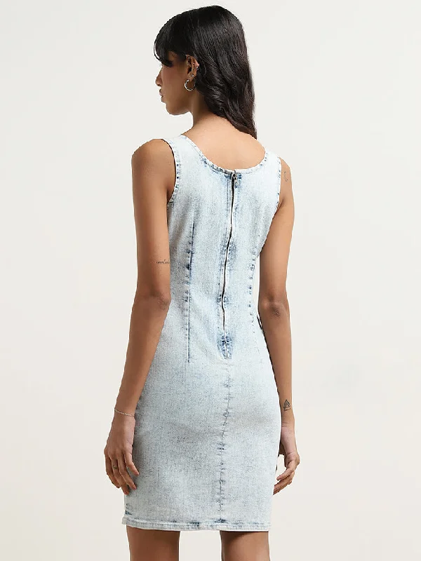 Nuon Light Blue Denim Bodycon Dress