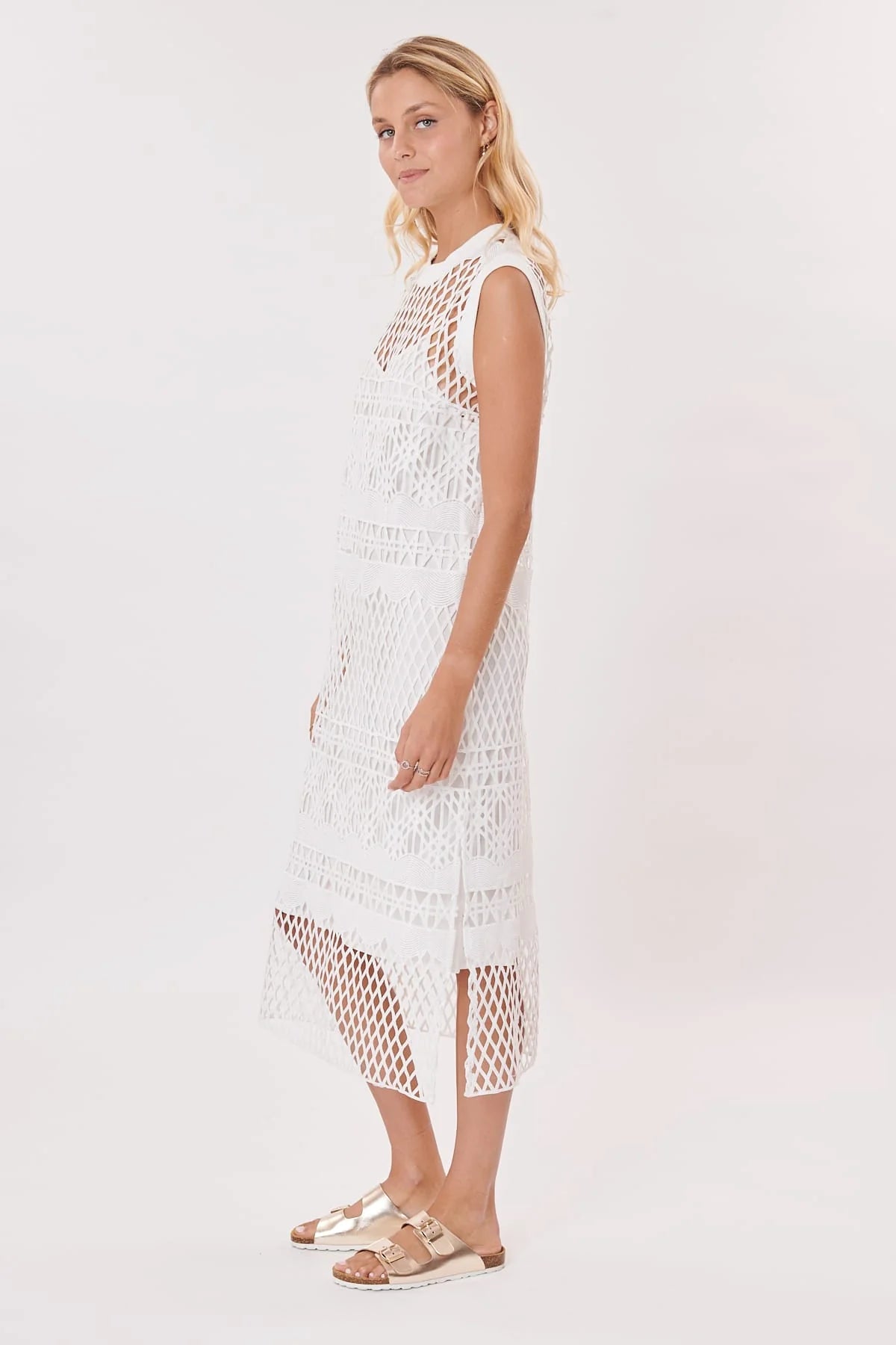 Salamandre Mesh  Dress- White