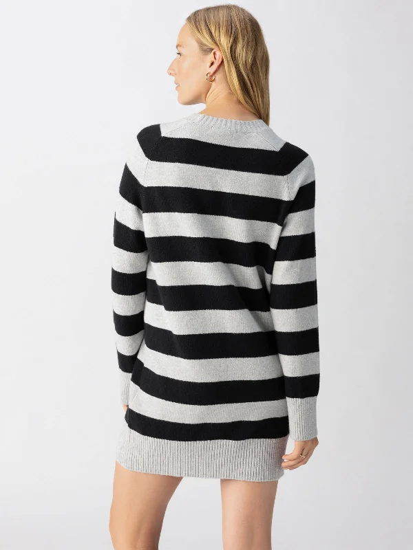 So Soft Sweater Dress Heather Grey Black Stripe