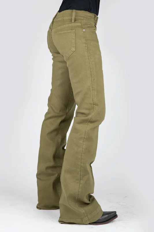 Stetson Womens 214 Trouser Fit Olive Cotton Blend Jeans