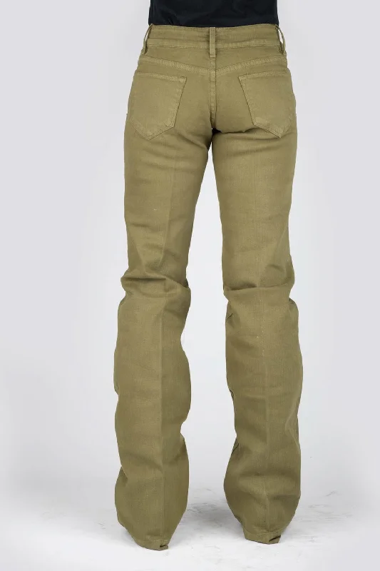 Stetson Womens 214 Trouser Fit Olive Cotton Blend Jeans