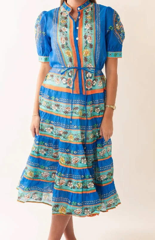 Tiered Dress Blue Multi