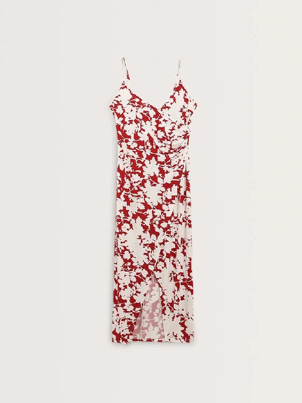 Wardrobe Red Floral Printed Slip Dress