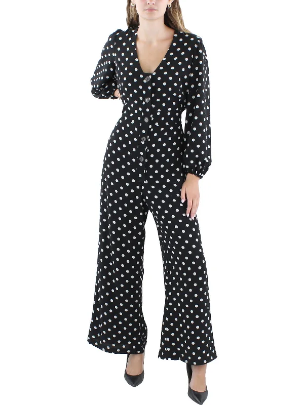 Womens Polka Dot Wide Leg Jumpsuit