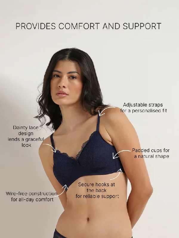 Wunderlove Blue Lace Padded Non-Wired Bra