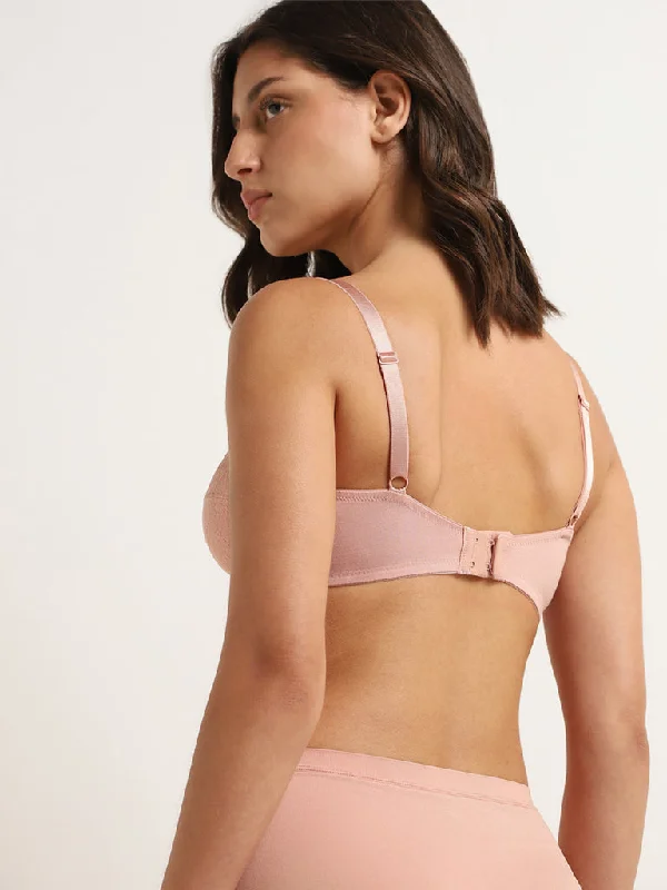 Wunderlove Peach Lace Soft Bra