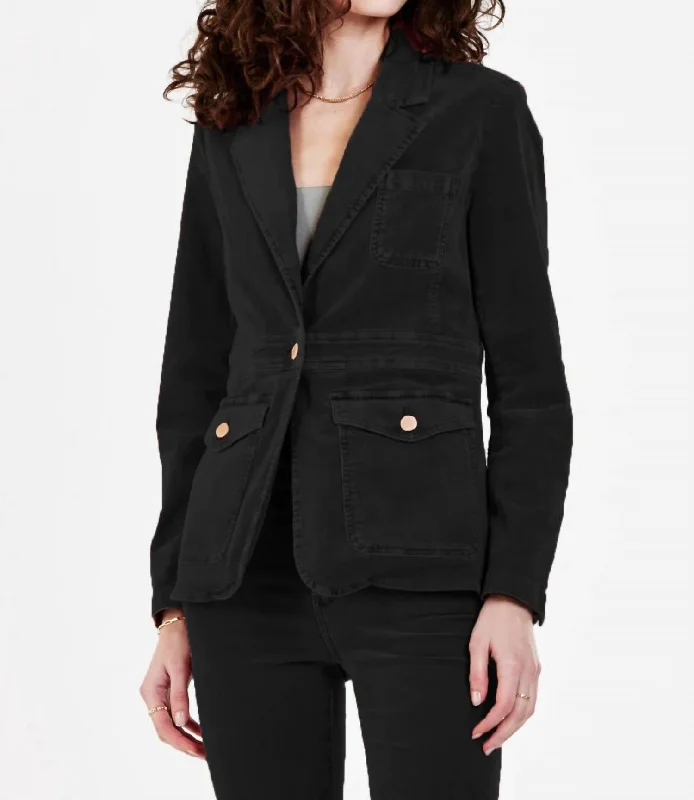 Baby Cord Blazer Jacket In Black