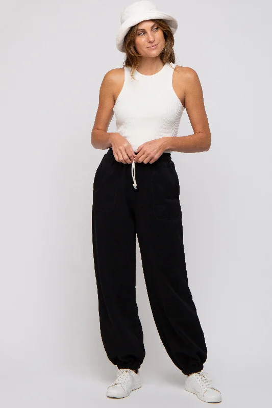 Black Drawstring Relaxed Fit Sweatpants