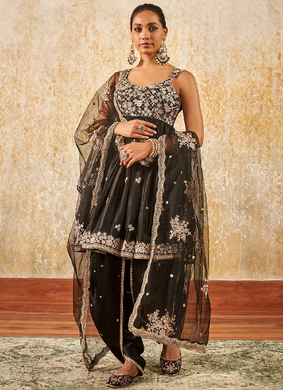 Black Embroidered Patiala Suit