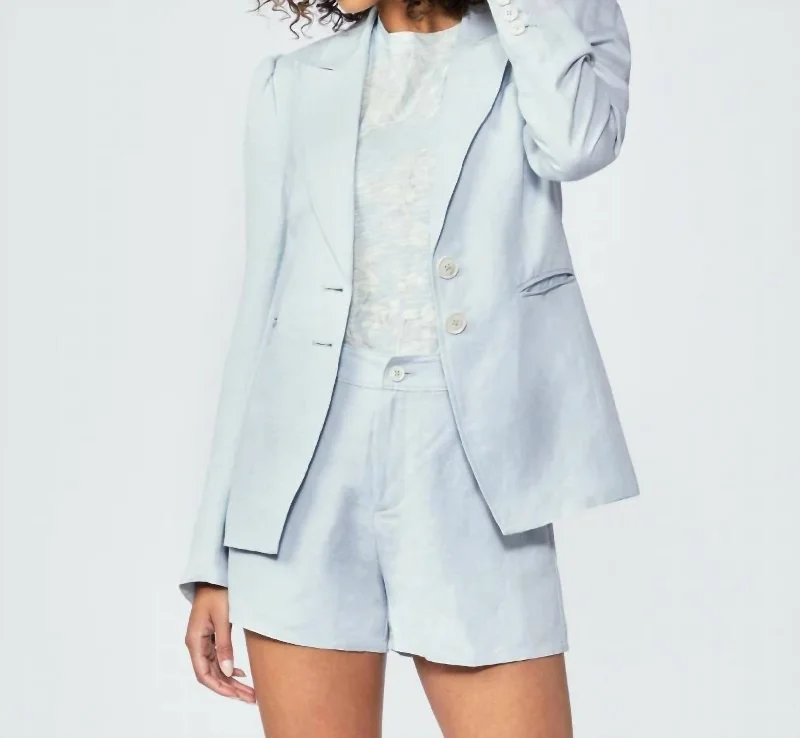 Chelsee Puff Sleeve Blazer In Dove Grey