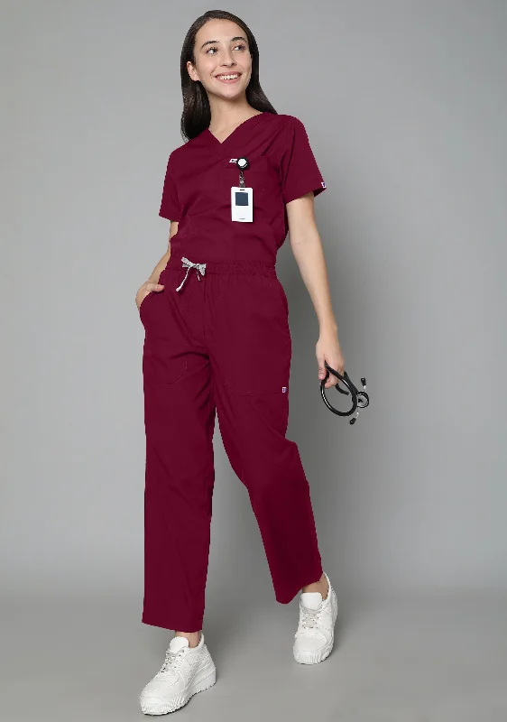 Classic Women's V-Neck (Maroon) Scrub