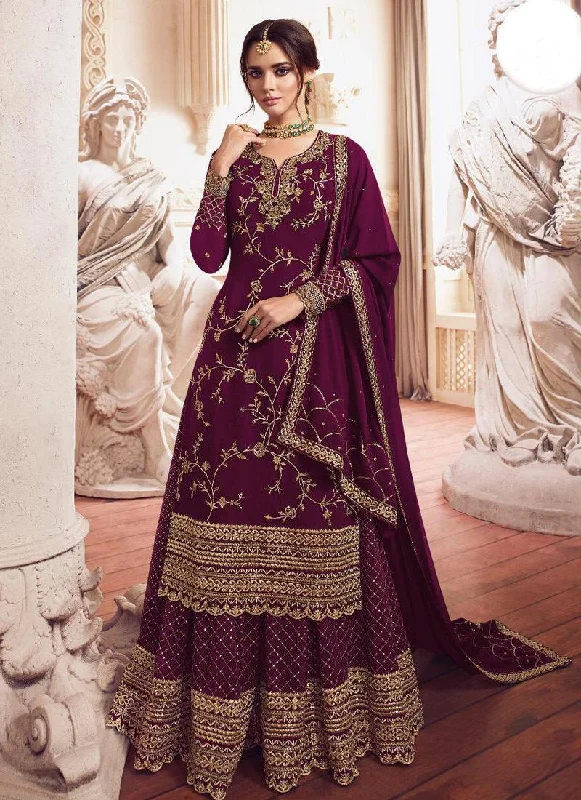 Dazzling Purple Georgette Pakistani Palazzo Salwar Suit