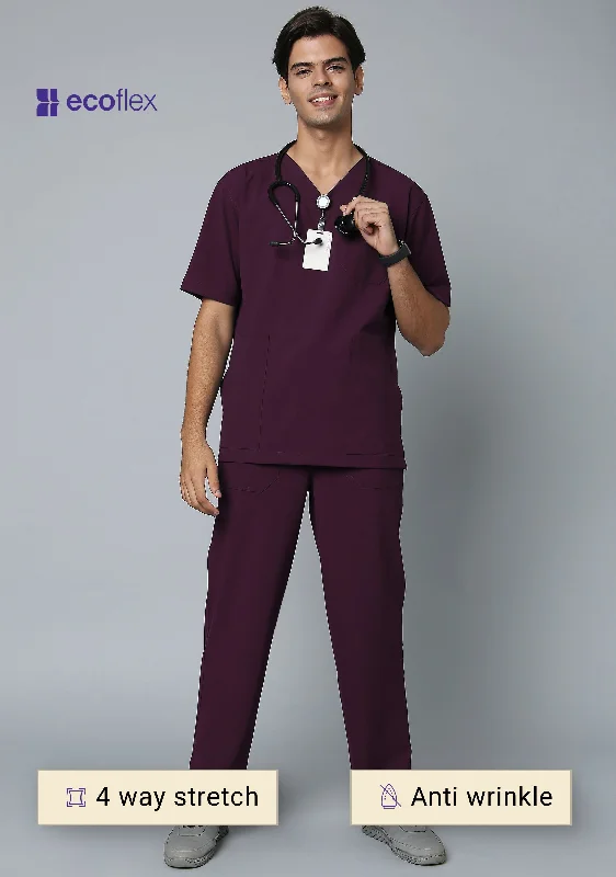 Ecoflex Men's V-Neck (Wine) Scrub