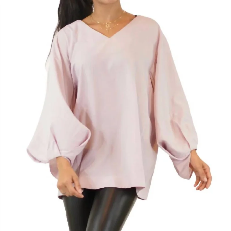 Flounce Bell Sleeve Top In Pink