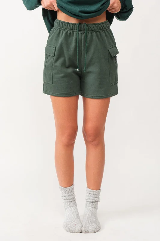 Forest Green Side Pocket Drawstring Sweat Shorts