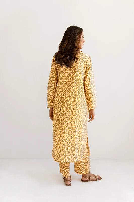 Mustard & White - Manto Blocks Co-Ord Set