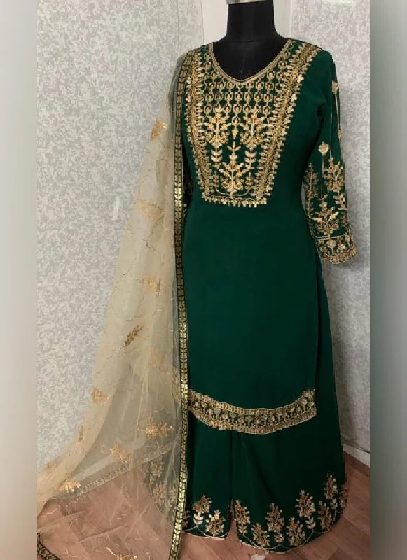 Impressive Dark Green Color Pakistani Suit With Georgette Fabric