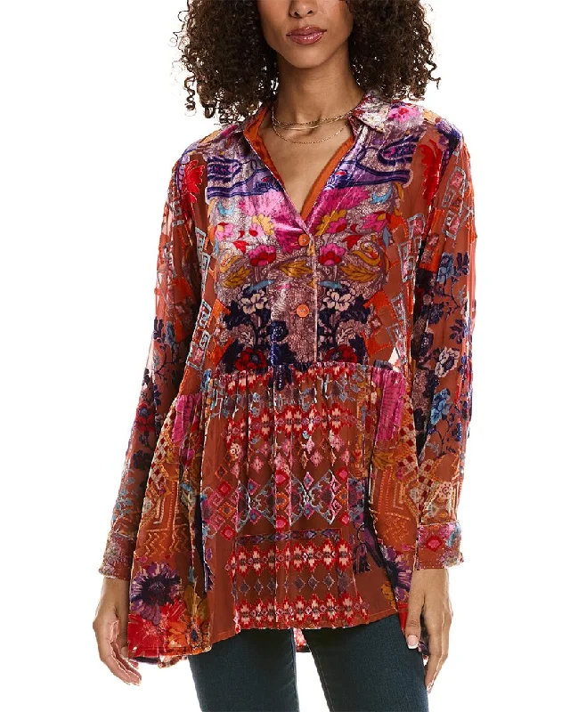 Johnny Was Syriah Burnout Monroe Silk-Blend Tunic