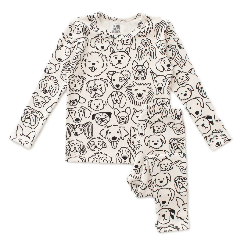 Kids Pajama Set - Dogs Black