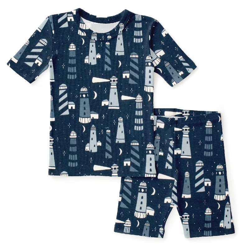 Kids Summer Pajama Set - Lighthouses Night Sky