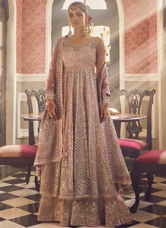 Light Pink Embroidered Anarkali Style Sharara Suit