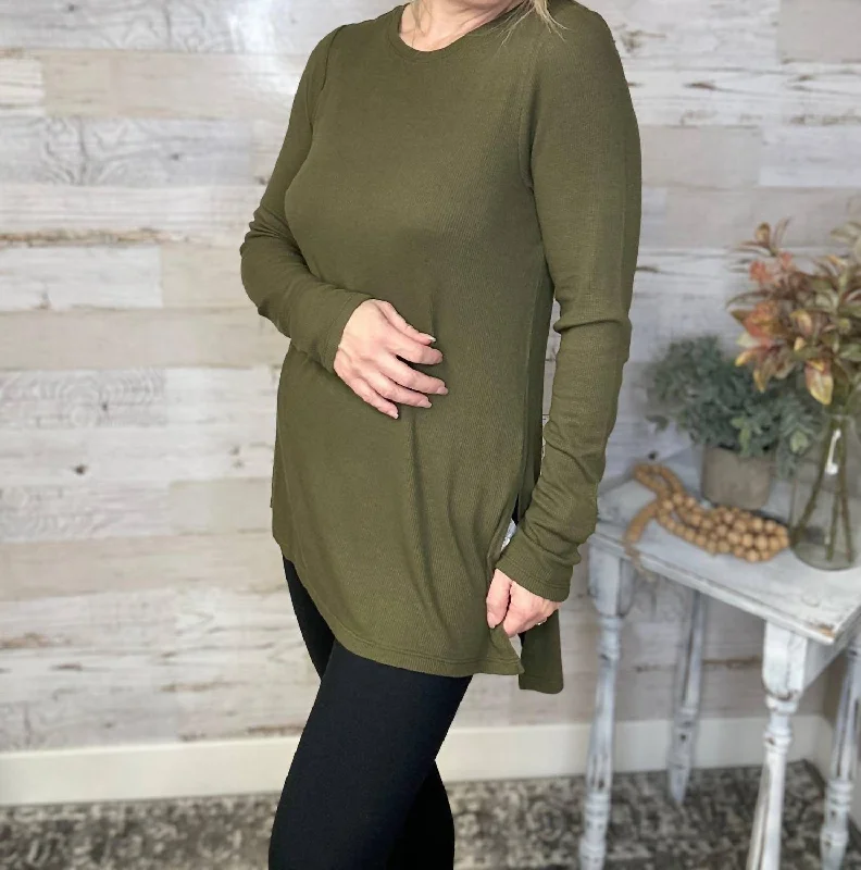 Long Sleeve Tunic In Olive