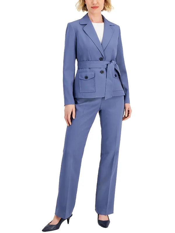 Petites Womens Textured 2PC Pant Suit