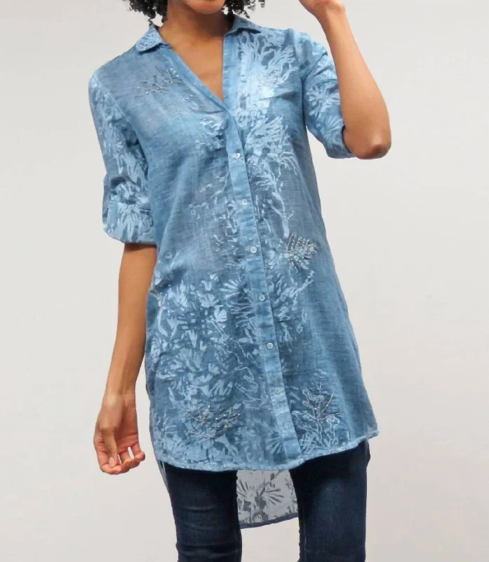 Simone Tunic Top In Indigo