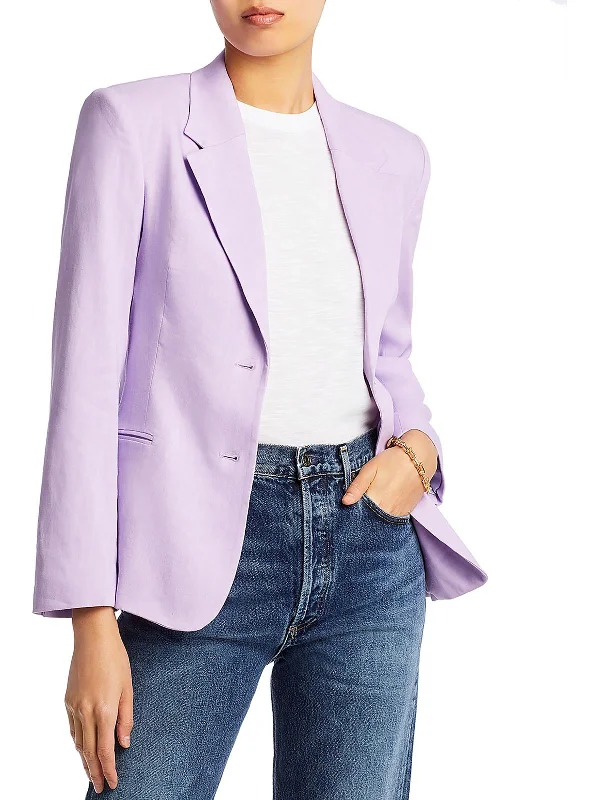 The Femme Womens Linen Blend Linen Two-Button Blazer