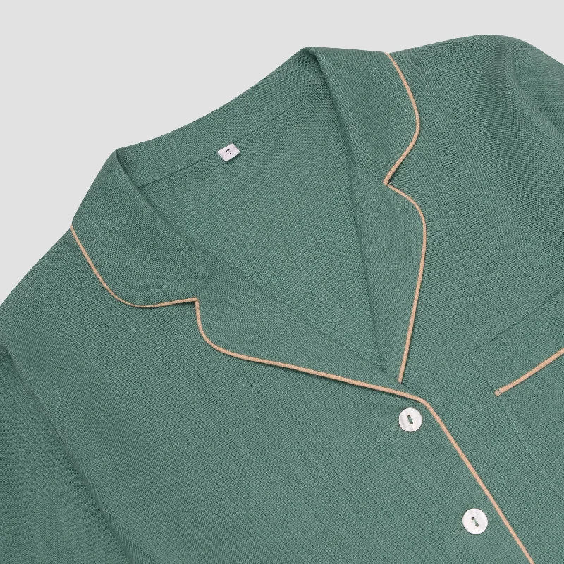 Tranquil Green Linen Pajama Shirt