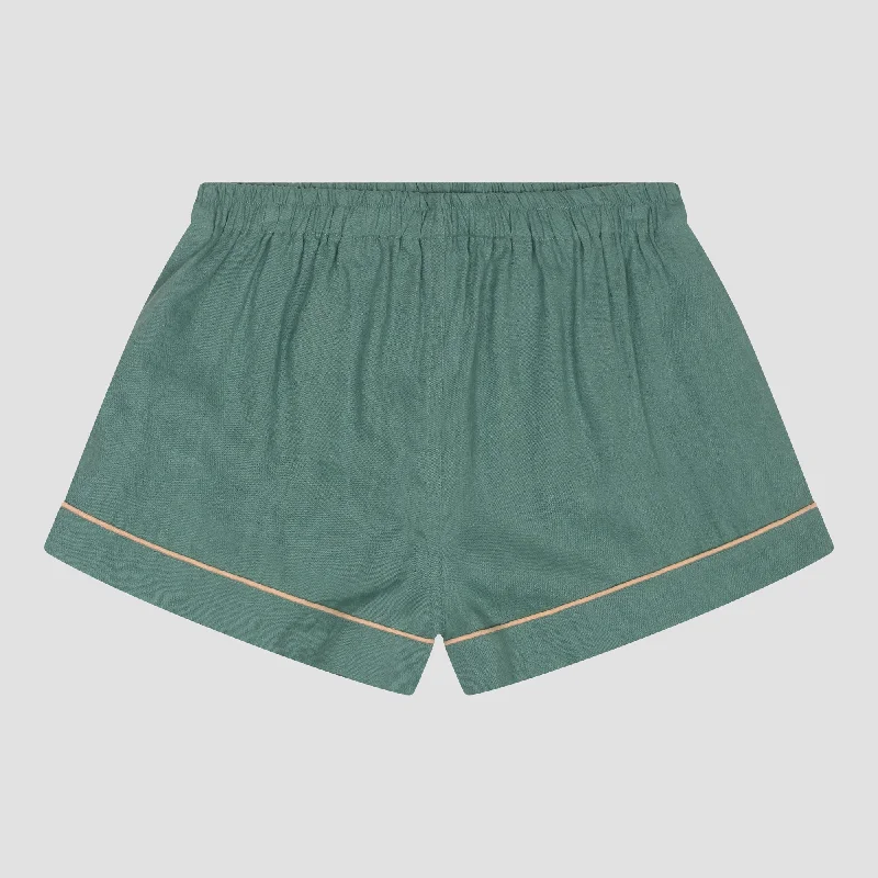 Tranquil Green Linen Pajama Shorts