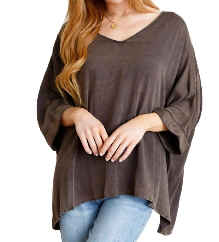 Wishy Washy Oversized Top In Mineral Washed