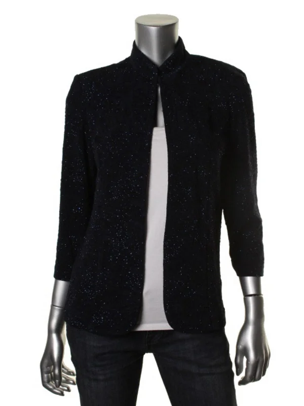 Womens Glitter Mandarin Collar Blazer