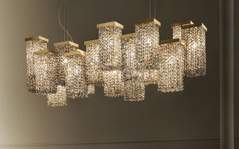 Chandeliers with Candle - Style Bulbs for a Classic Aesthetic20 Light Modern Chandelier With Smoky Crystal Elements