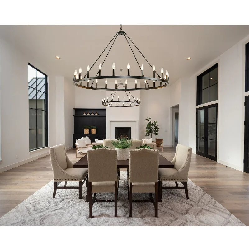 Chandeliers with Frosted Glass for a Softer Light Diffusion54-inch Round Wagon Wheel 24-light Chandelier
