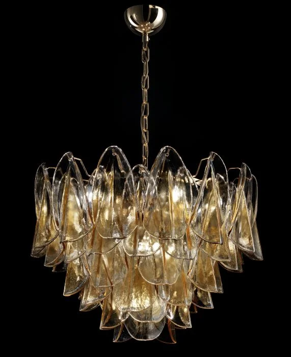 Chandeliers with Colored Glass for a Splash of Color75cm Mid-Century Amber Murano Glass Petali Chandelier