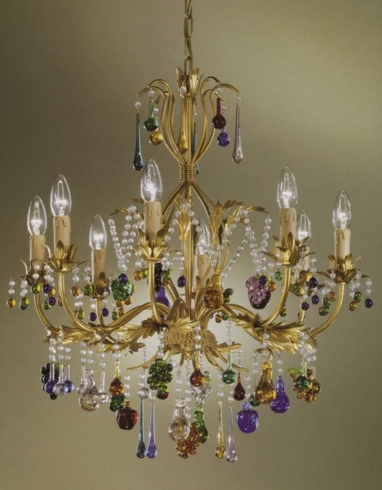 Chandeliers with Adjustable Arms for Directional Lighting8 Light Beaded Murano Fruit Chandelier