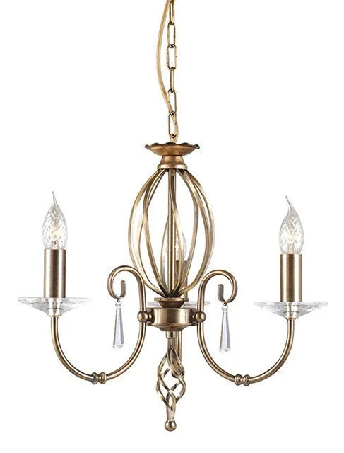 Bohemian - Style Beaded Chandeliers for Eclectic DecorKnot Twist 3 Light Chandelier Aged Brass - ID 6070
