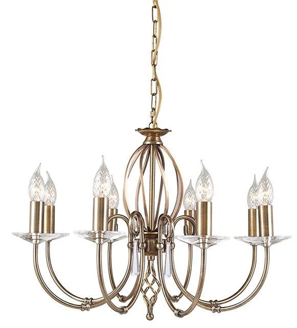 Victorian - Inspired Chandeliers with Ornate DetailsKnot Twist 8 Light Chandelier Aged Brass - ID 6074