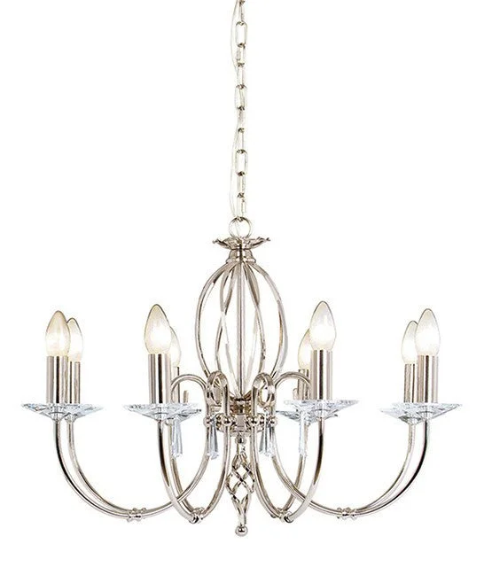 Chandeliers with Metal Frames in Bronze FinishKnot Twist 8 Light Chandelier Polished Nickel - ID 6076